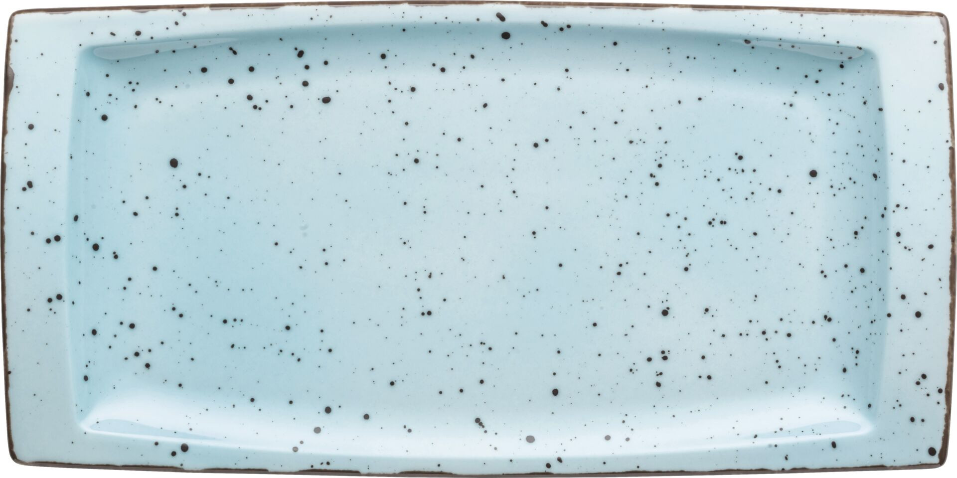 Porzellanserie "Granja" aqua Platte flach eckig, 18 x 36 cm